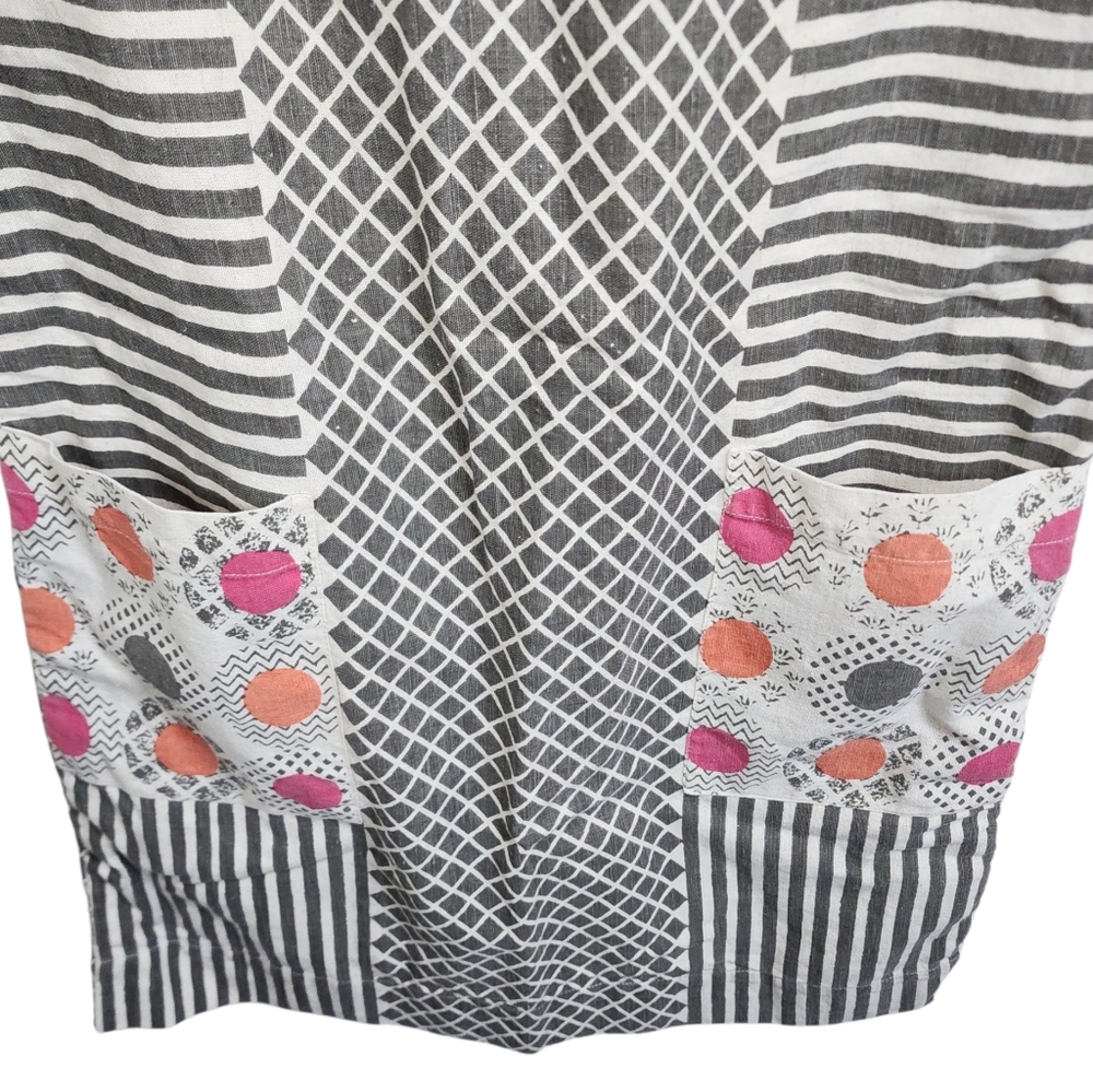 Bombay Grey Striped Patch Front Pockets Linen Mini Dress Size XS - Picture 6 of 14
